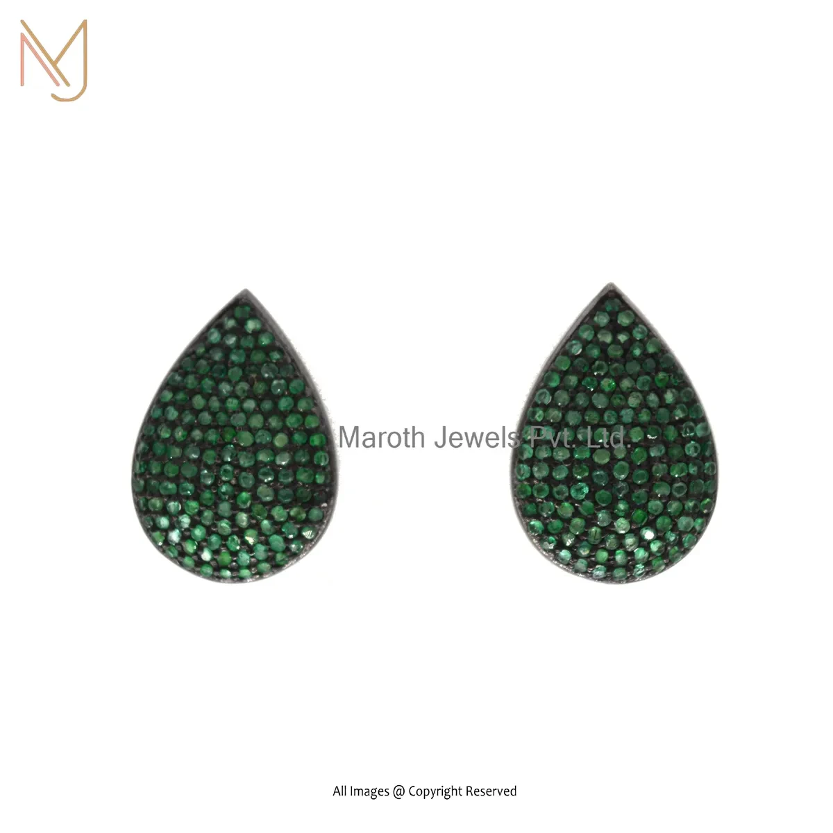 925 Silver Rhodium Plated Tsavorite Pear Shape Minimal Stud Earring Manufcaturer