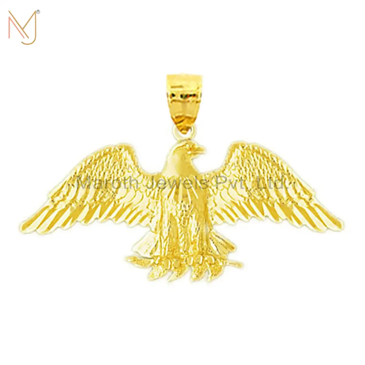 925 Sterling Silver Yellow Gold Plated Preching Eagle Charm Pendant Custom Jewelry