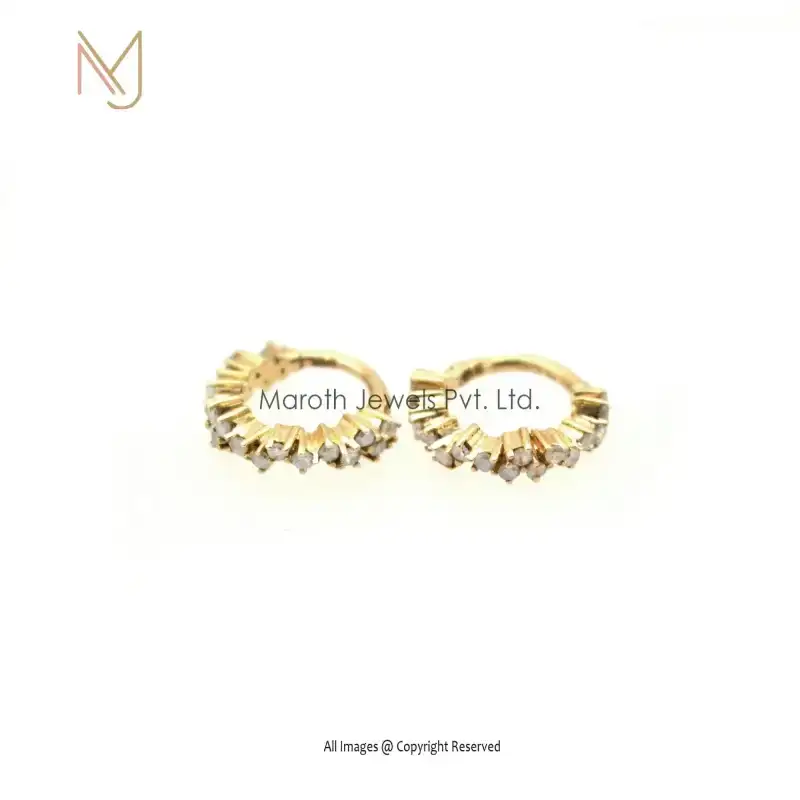 925 Silver Yellow Gold Huggies Pave Diamond Woman's Jewelry manufacturer