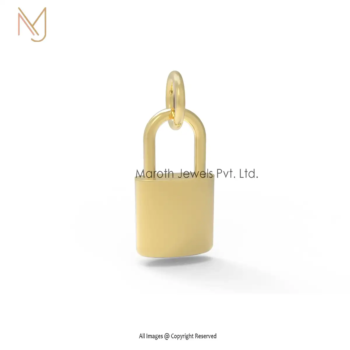 14K Yellow Gold Lock Shape Pendant Jewelry Custom Jewelry