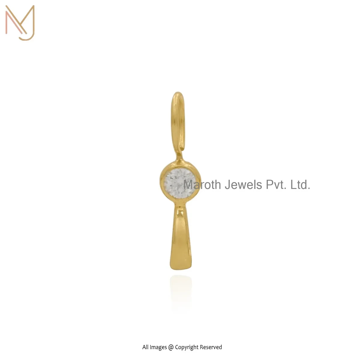 925 Silver Yellow Gold Plated Amethyst Loop Round Solitaire Pendant Manufacturer