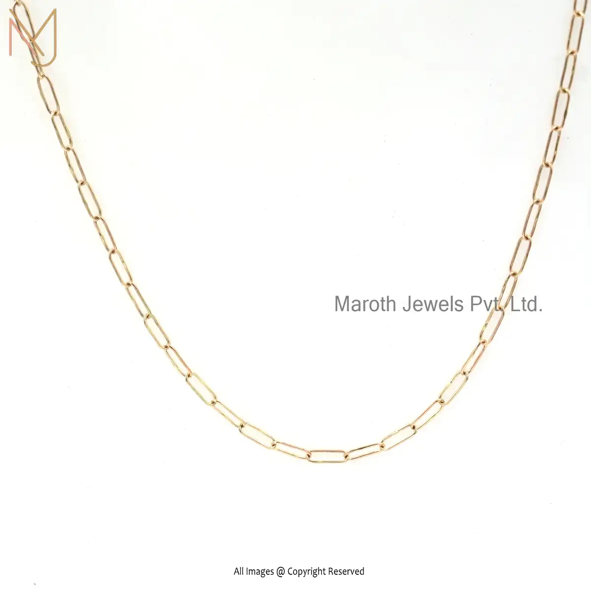 14K Yellow Gold Paper Clip Link Chain Jewelry Manufacturer