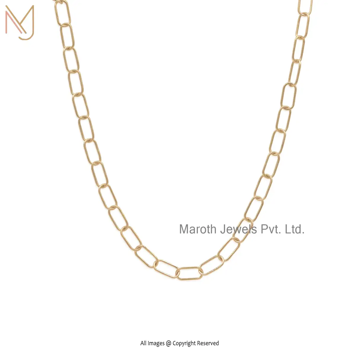 14k Yellow Gold Oval Link Chain Necklace Manufacturer