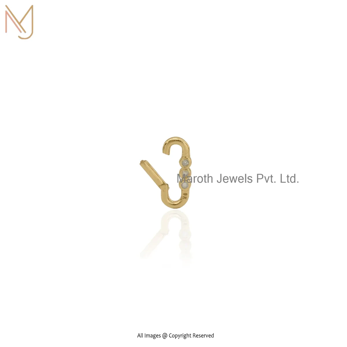 Private Lable 925 Silver Yellow Gold Plated Diamond Enhancer Link Lock Charm Holder Jewelry