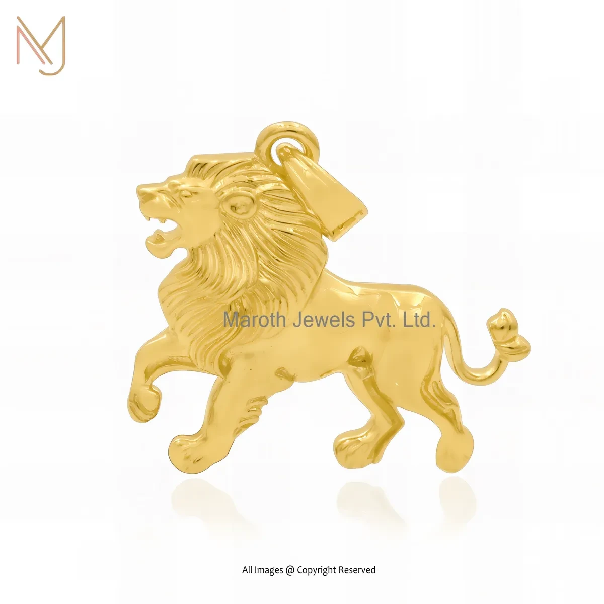 14K Yellow Gold Lion Charm Pendant Jewelry Supplier