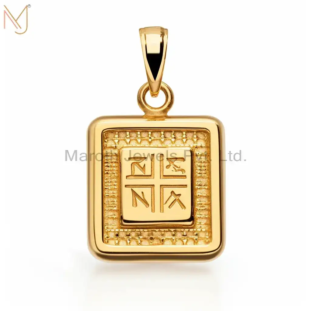 925 Silver Yellow Gold Plated Christian Spiritual Tabiz  Pendant Custom Jewelry