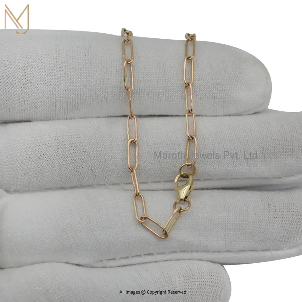 925 Silver Yellow Gold Plated Paperclip Chain Bracelet Custom Jewelry