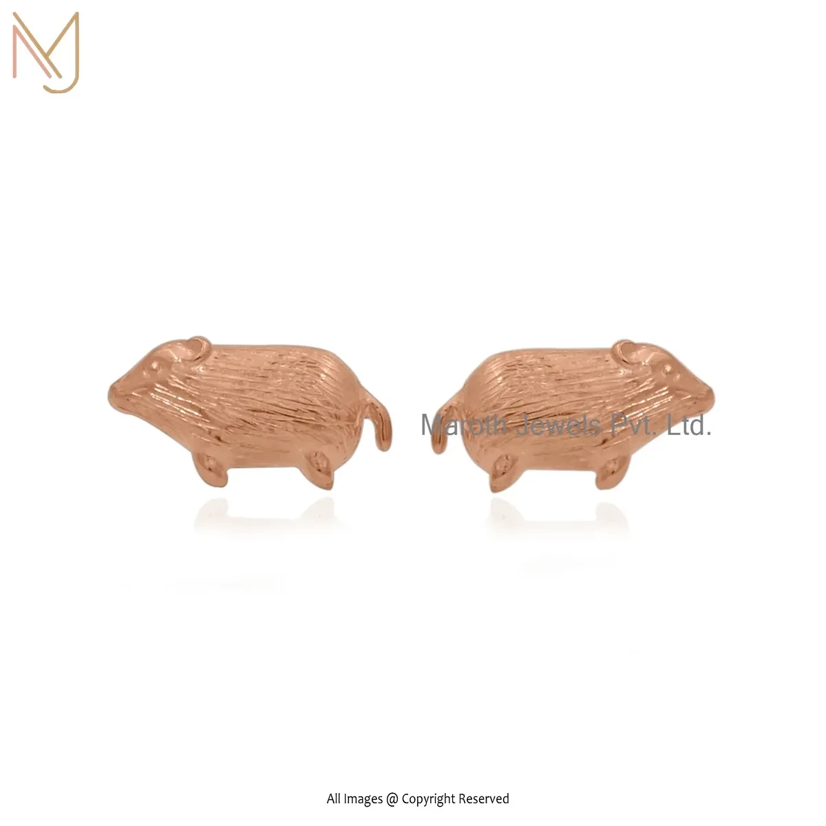 925 Silver Rose Gold Plated Capybara Studs Earring Manufacturer