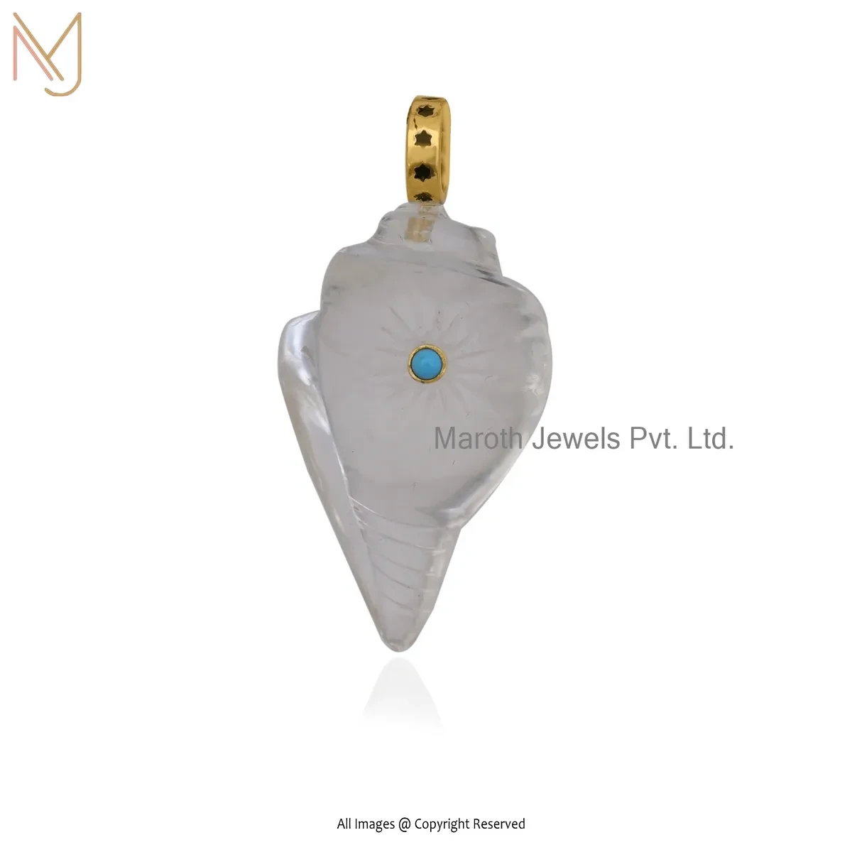 14K Yellow Gold Turqouise Shell Pendant Manufacturer