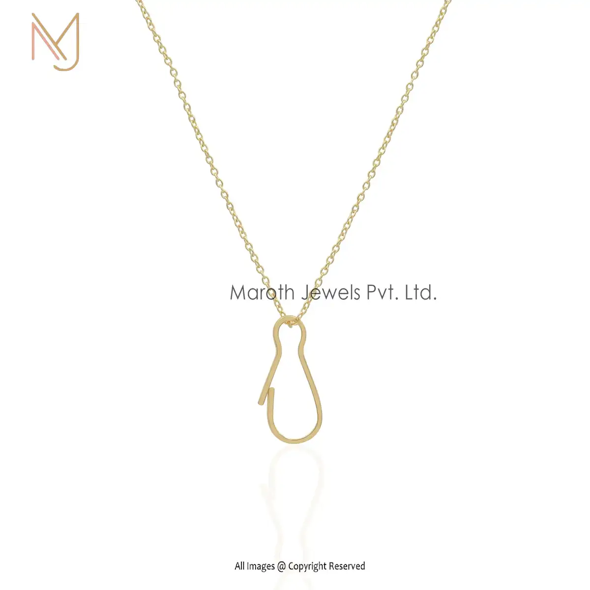 Private Label 14K Yellow Gold Double Chain Enhancer Pendant Jewelry