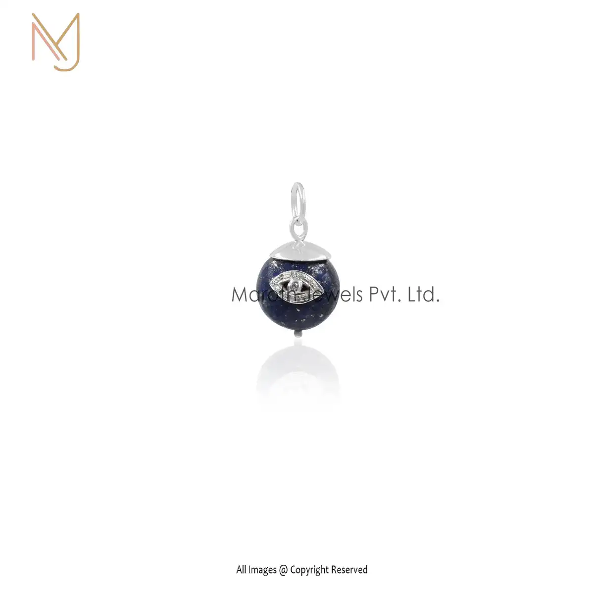 925 Silver Natural Silver Lapis Lazuli Or Cubic Zircon Evil Eye Ball Pendant Custom Jewelry