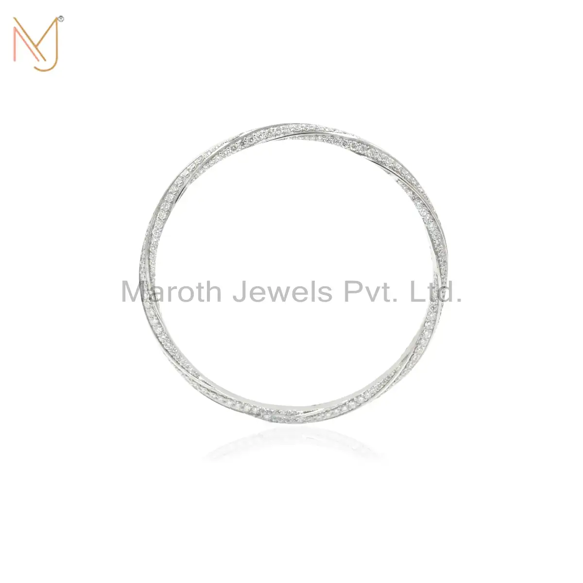 925 Silver White Gold Bangle VS1 D Colour Natural Diamonds Only Custom Jewelry