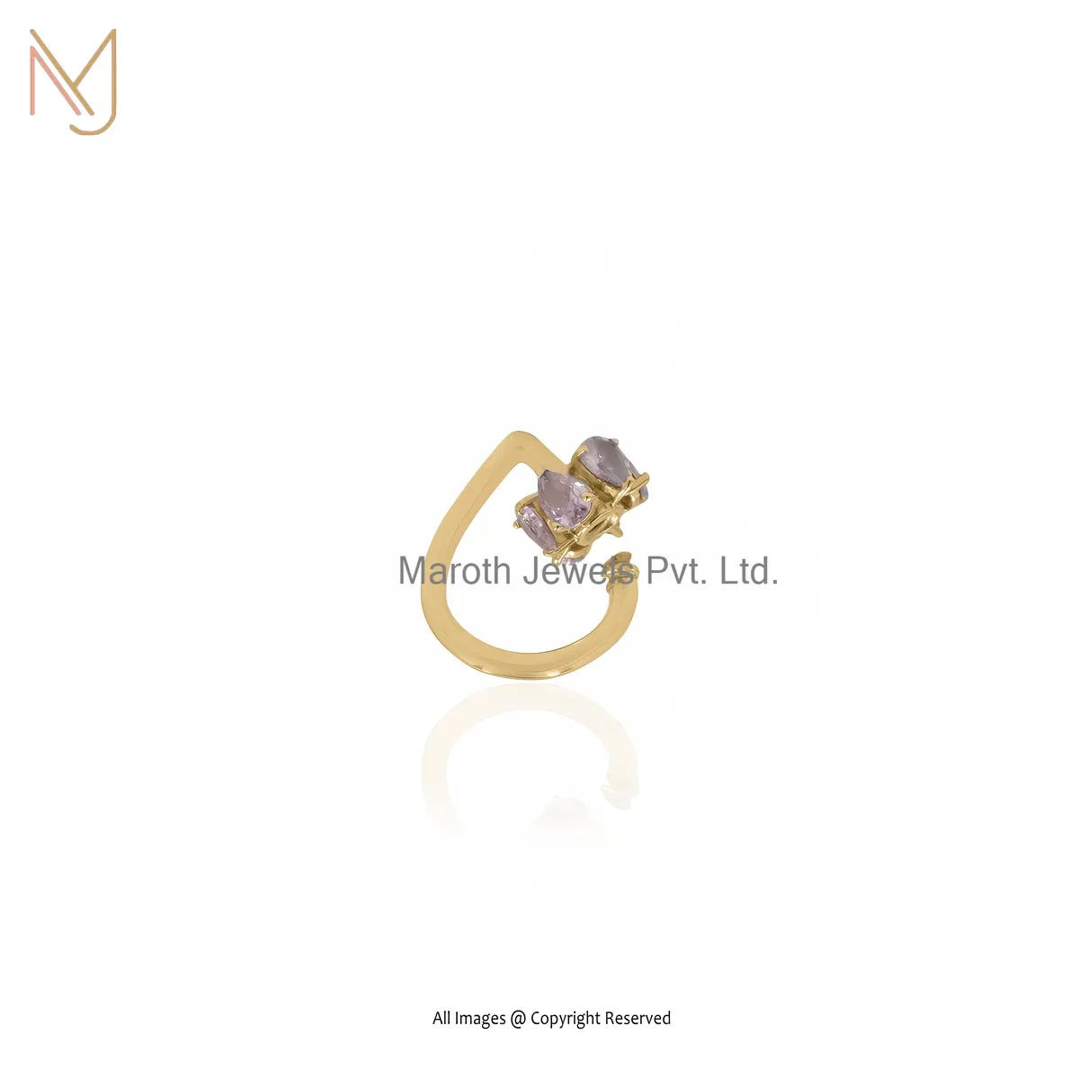 Wholesale 14K Yellow Gold Pink Sapphire Drop Carabiner Lock Jewelry