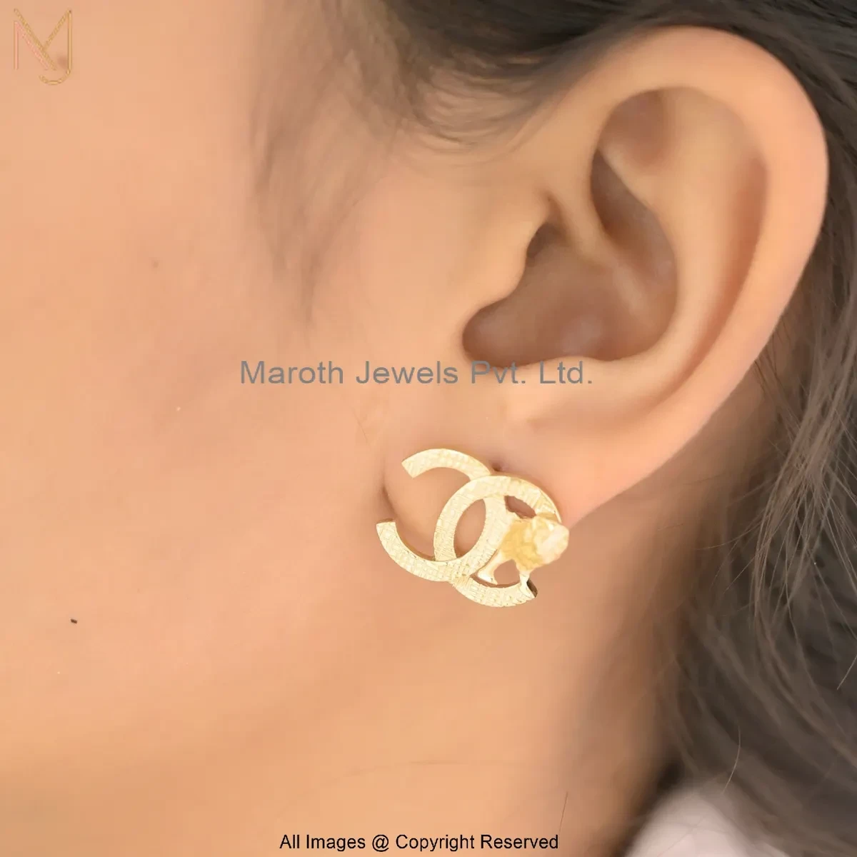 925 Silver Yellow Gold Plated Overlapping Curve Loop Gold Stud Earrings Manufacturer