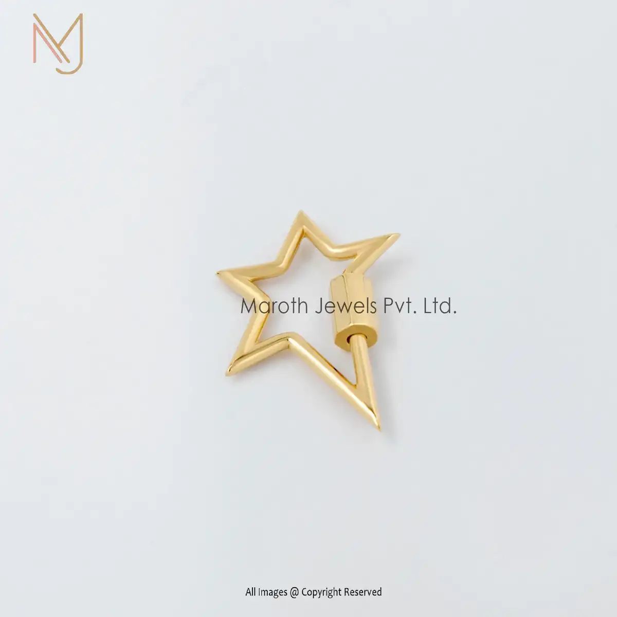 Wholesale 14K Yellow Gold Star Carabiner Lock Jewelry