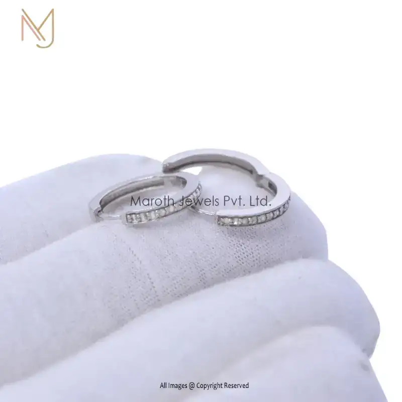 925 Silver Natural Silver Diamond Hoop Earrings Jewelry Menufacturer