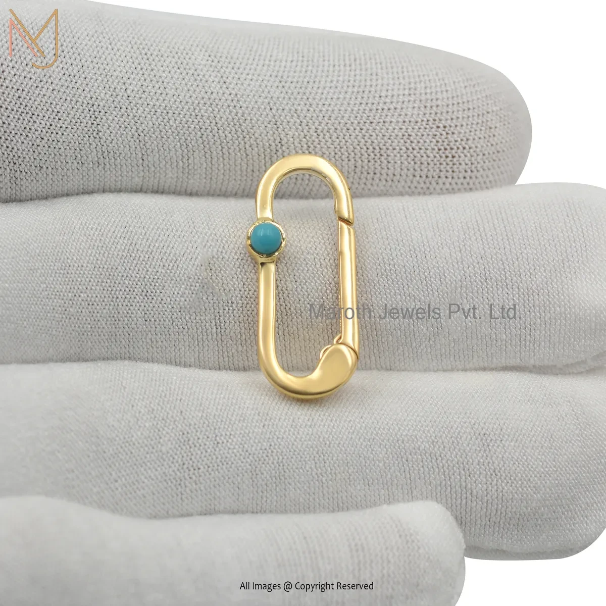 925 Silver Yellow Gold Plated Moissanite Enhancer Oval Link Lock Custom Jewelry
