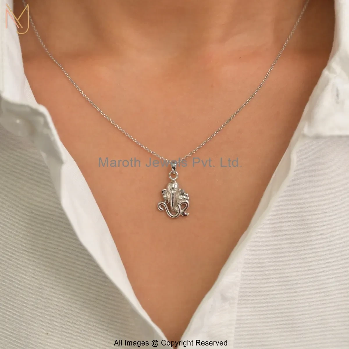 925 Slver Natural Silver Plated Om Ganesha God Necklace Jewelry Supplier