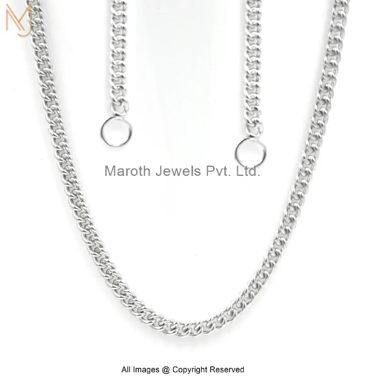 925 Silver Natural Silver Plated 5mm Chain Thikness Curb Chain Necklace Jewelry Supplier