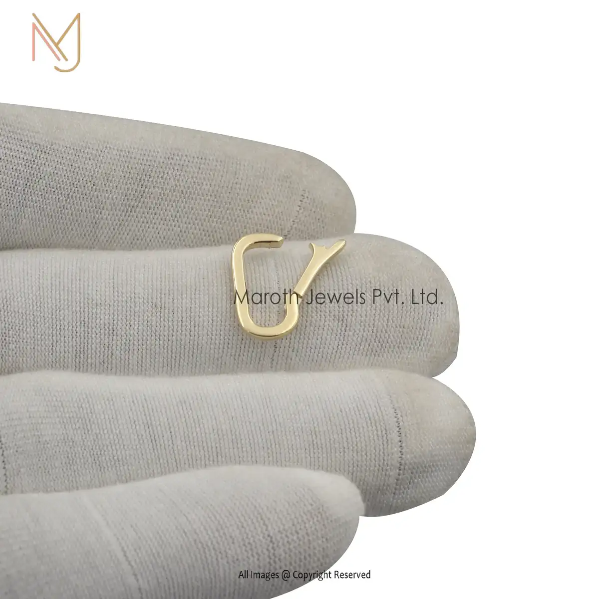 14K Solid Yellow Gold Enhancer Lock Charm Holder Jewelry Supplier