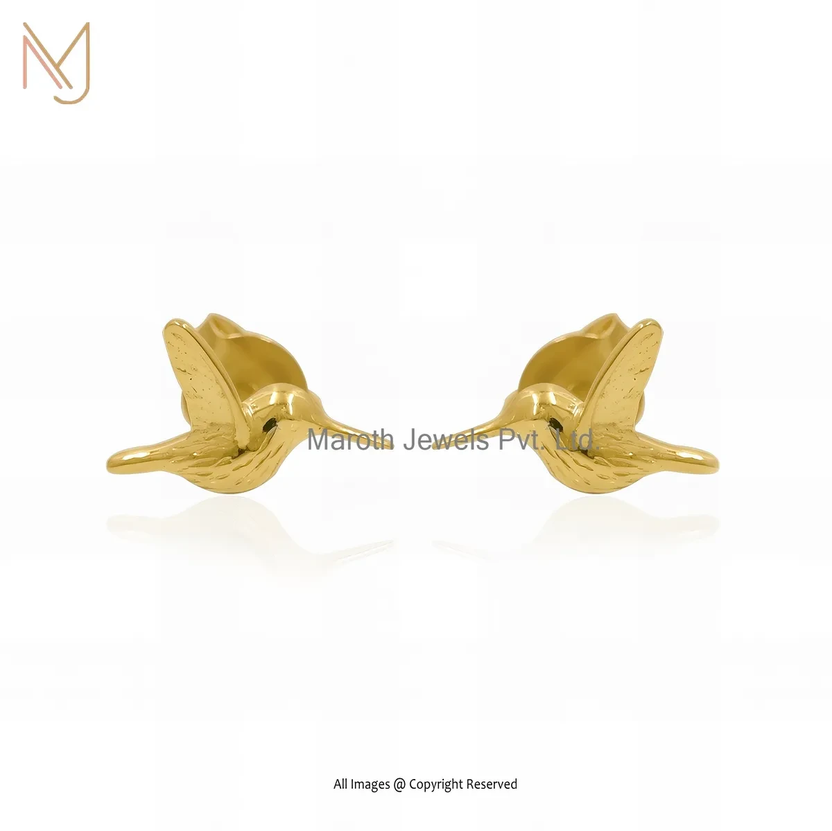 925 Silver Yellow Gold Plated Hummingbird Earring Custom Jewelry