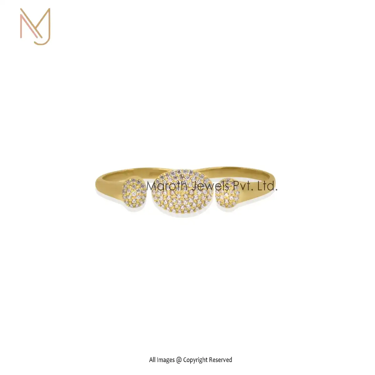 14K Rose Gold Plated CZ Two Finger Ring Jeweliry Supplier