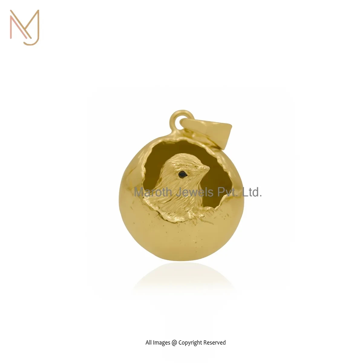 14K Soild Yellow Gold Black Cubic Zircon Bird Pendant Manufacturer