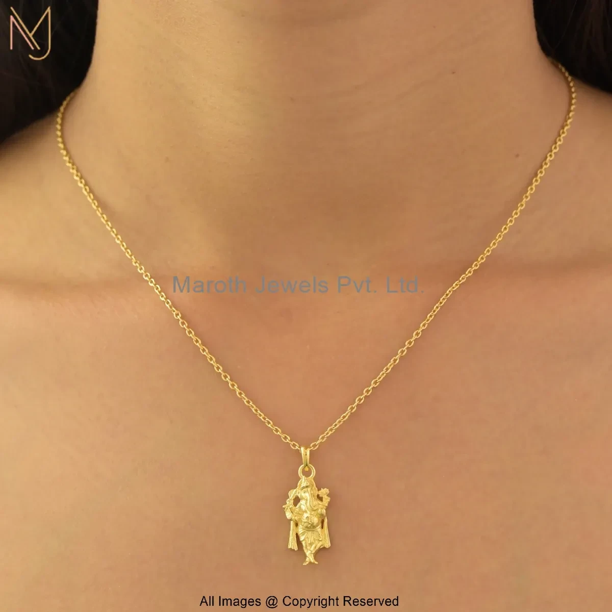 14K Yellow Gold God Ganesha Necklace Custom Jewelry