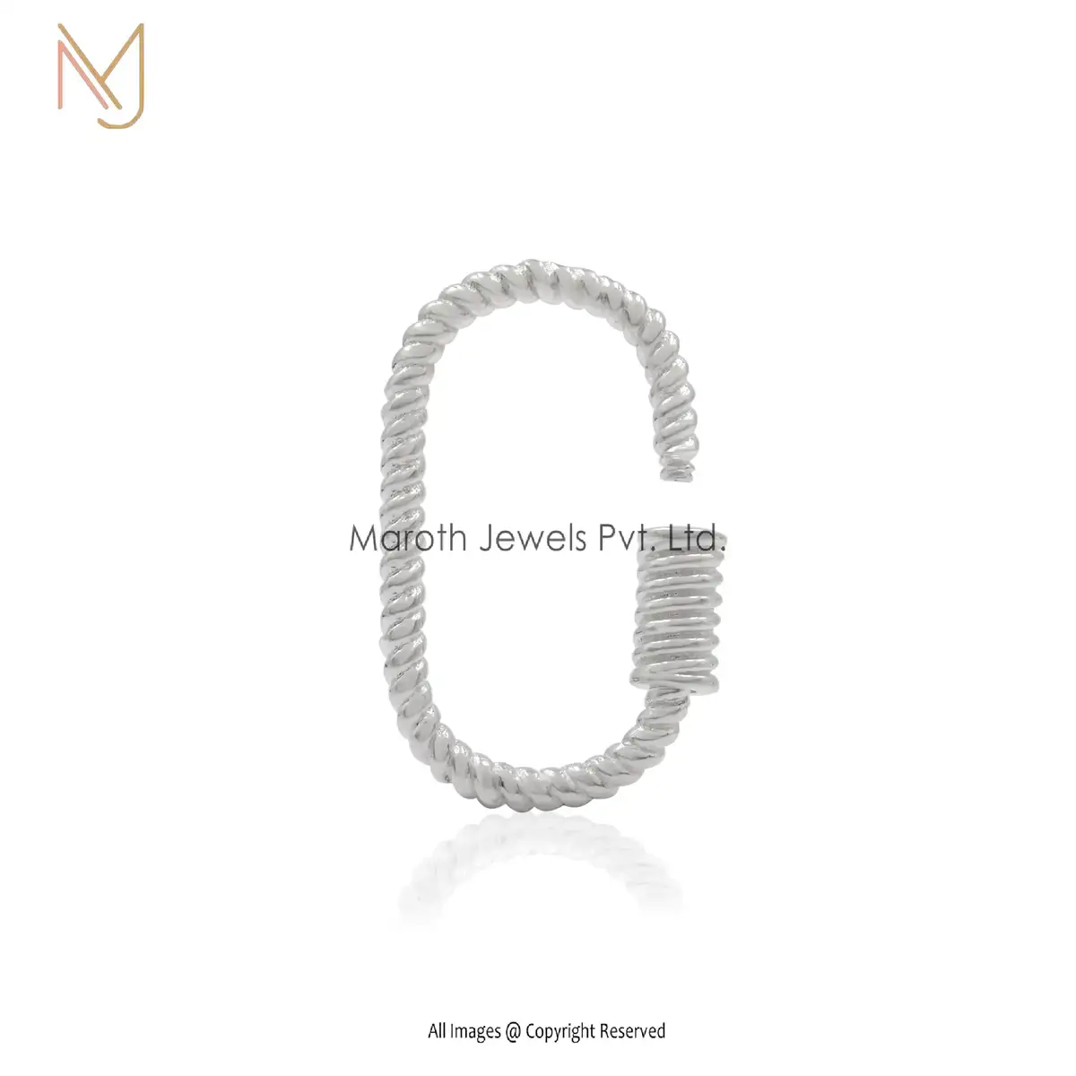 925 Silver Yellow Gold Plated Twisted Wire Carabiner Lock Findings Jewelry Manufaturer