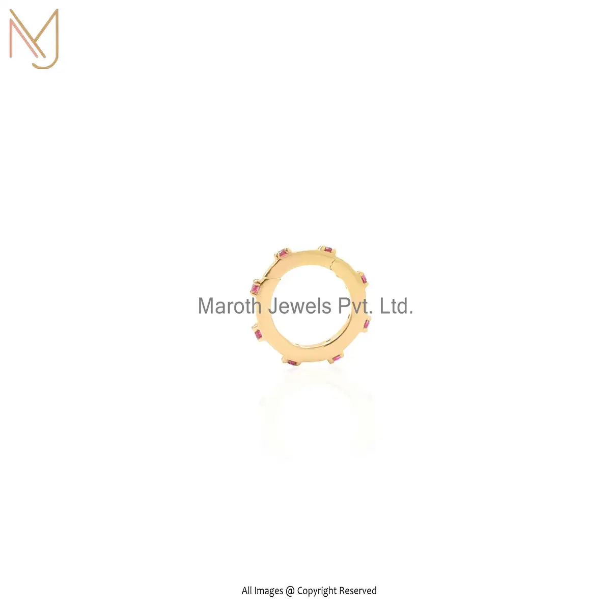 14K Yellow Gold Round Charm Lock Enhancer Cahrm Holder Jewelry Supplier