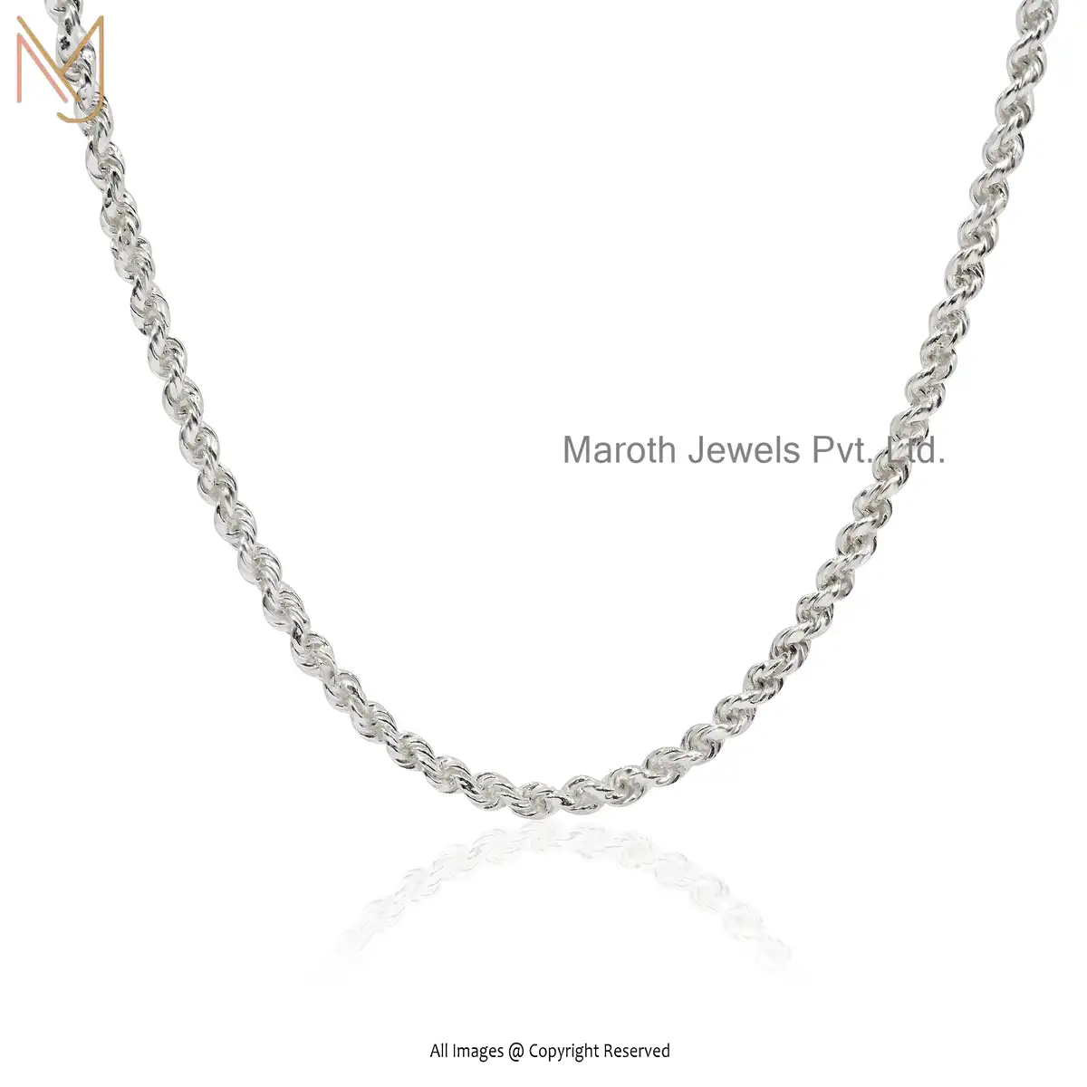 14K White Gold Twister Rope Chain Jewelry Manufacturer