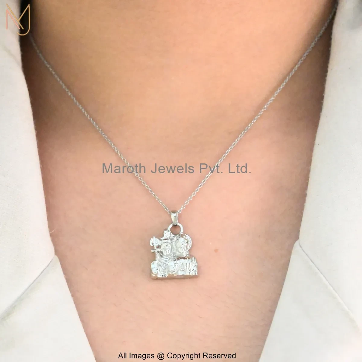 14K White Gold God Shiv Parvati Necklace Jewelry Supplier