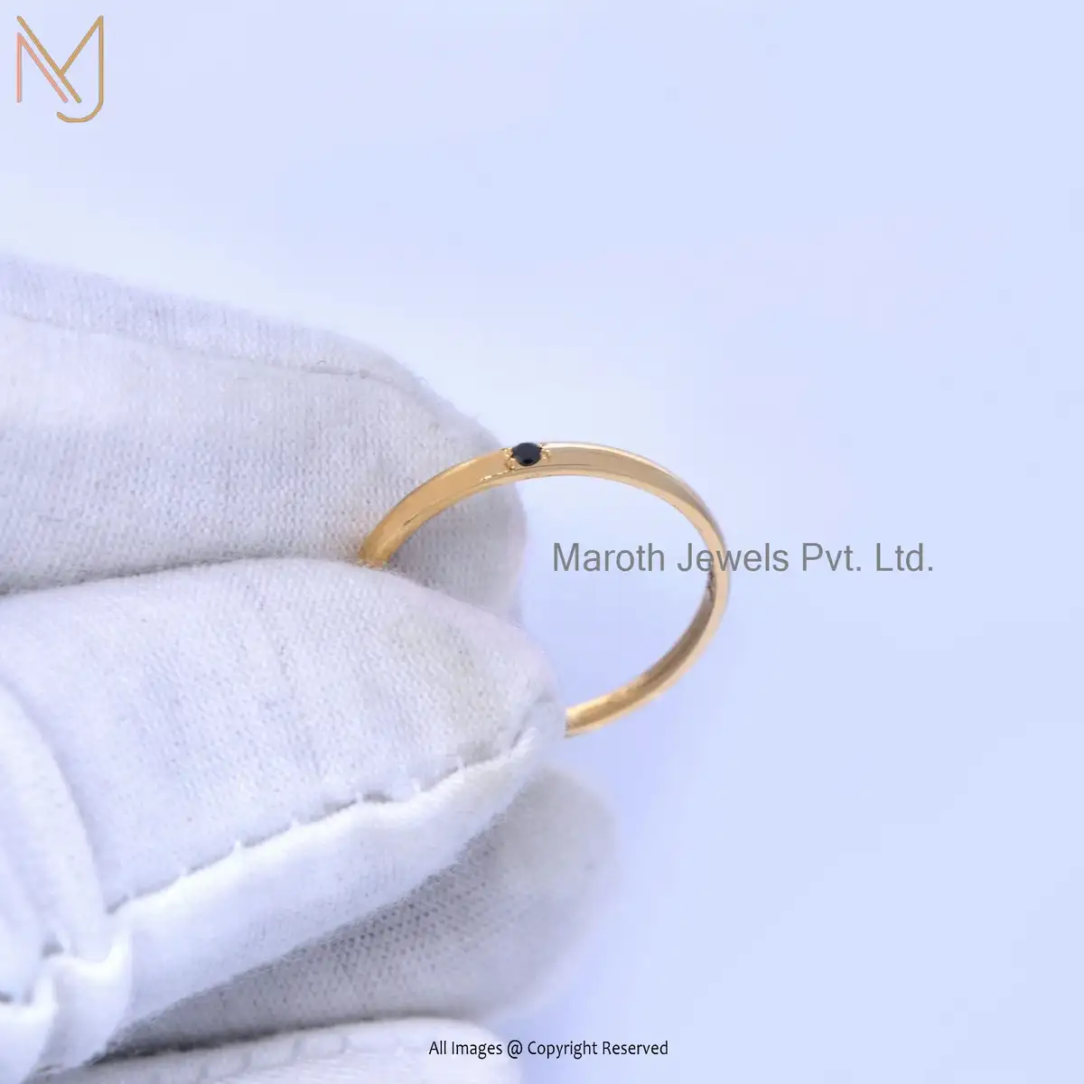 925 Silver Yellow Gold Plated 1Pcs Black Diamond Band Ring Manufacturer