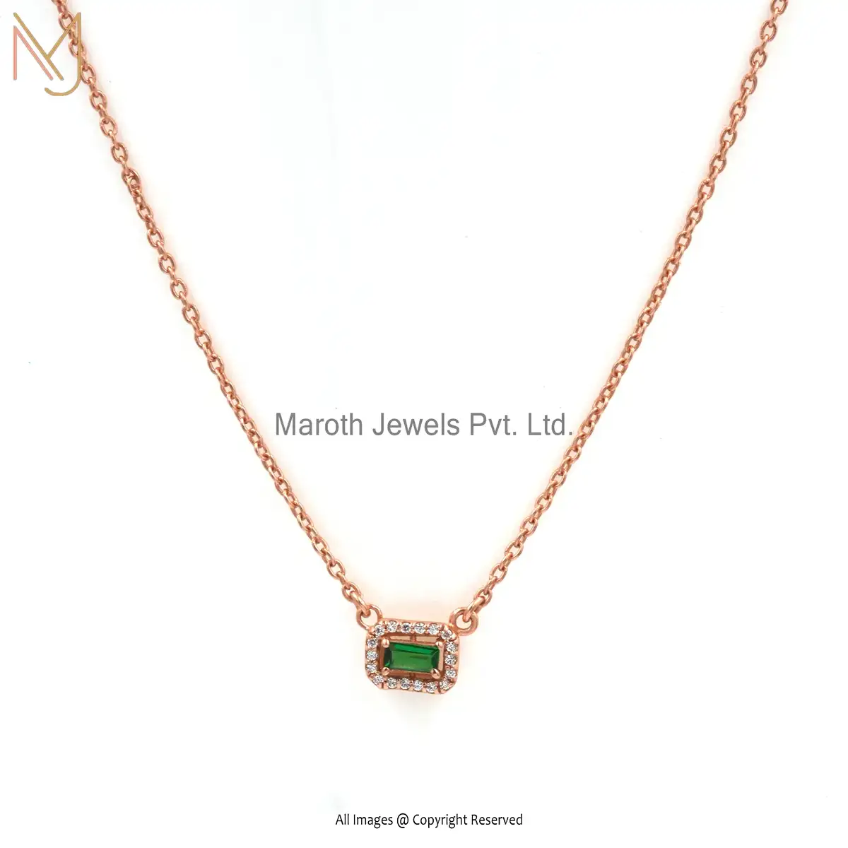 14K Rose Gold Cubic Zircon Necklace With 1 Micron With Ecoating Manufacturer