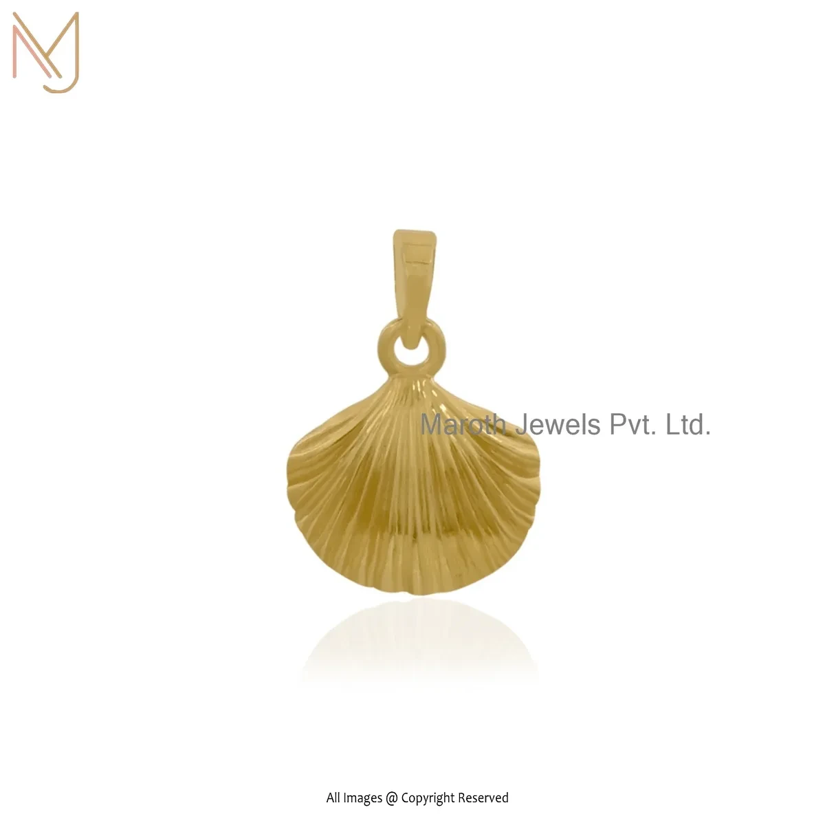 14K Yellow Gold Fluted Shell Pendant Custom Jewelry