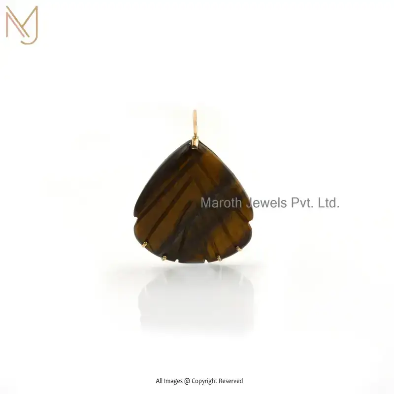 Private Lable 14K Yellow Gold & Rose Gold Black Onyx Shell Charm Pendant