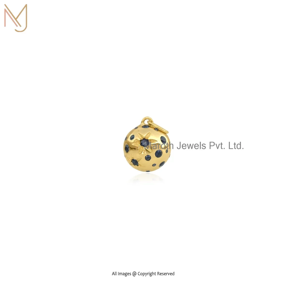 925 Silver Yellow Gold Plated Diamond Star Ball Pendant Manufacturer