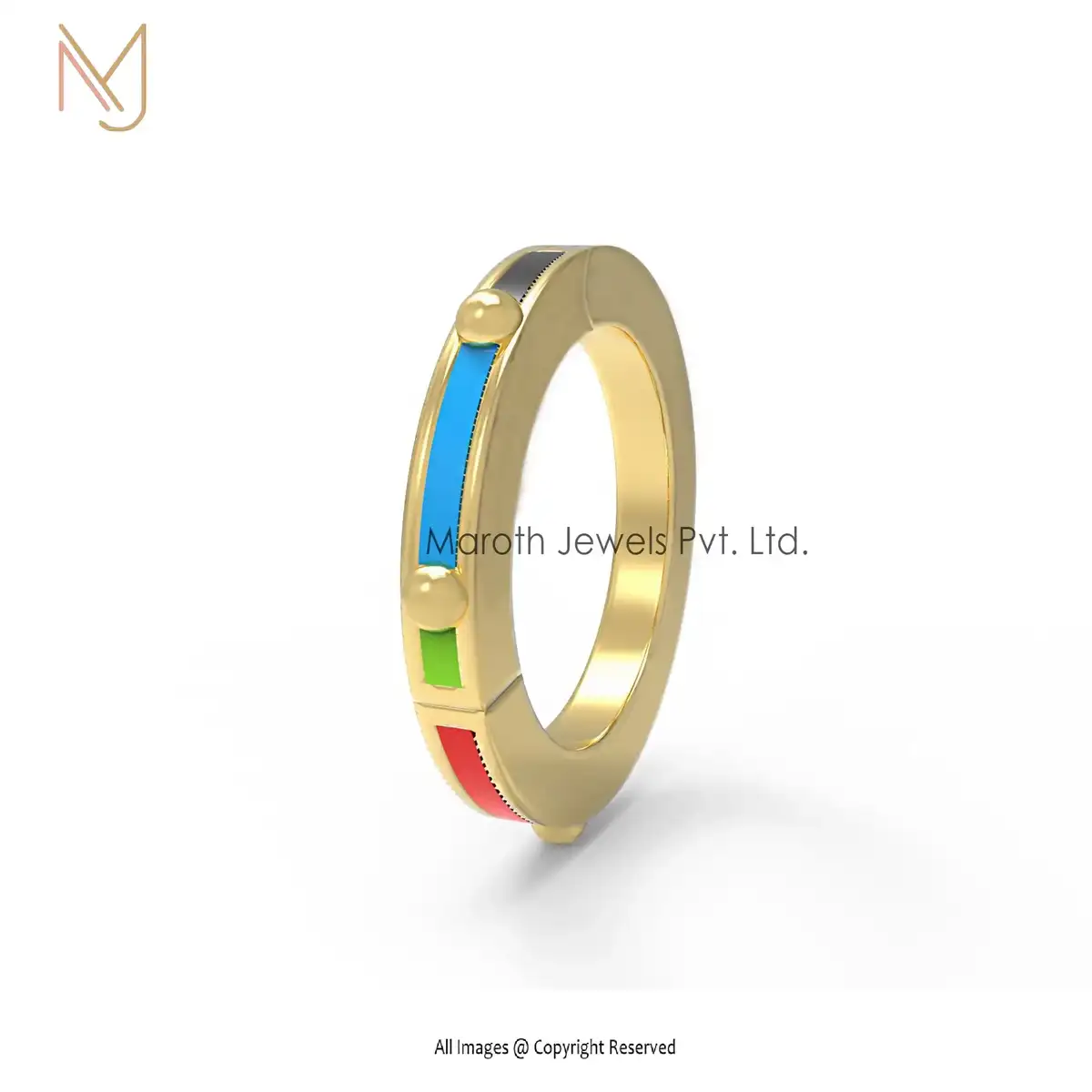 14k Yellow Gold Plated Multi Enamel Enhancer Jewelry Manufacturer