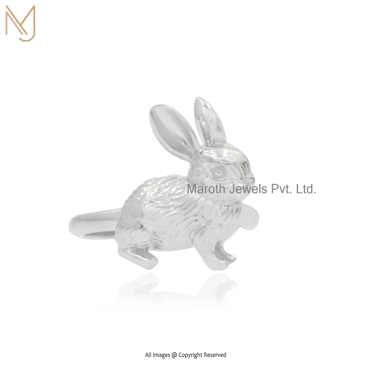 925 Silver White Gold Plated Rabbit Ring Jewelry Supplier