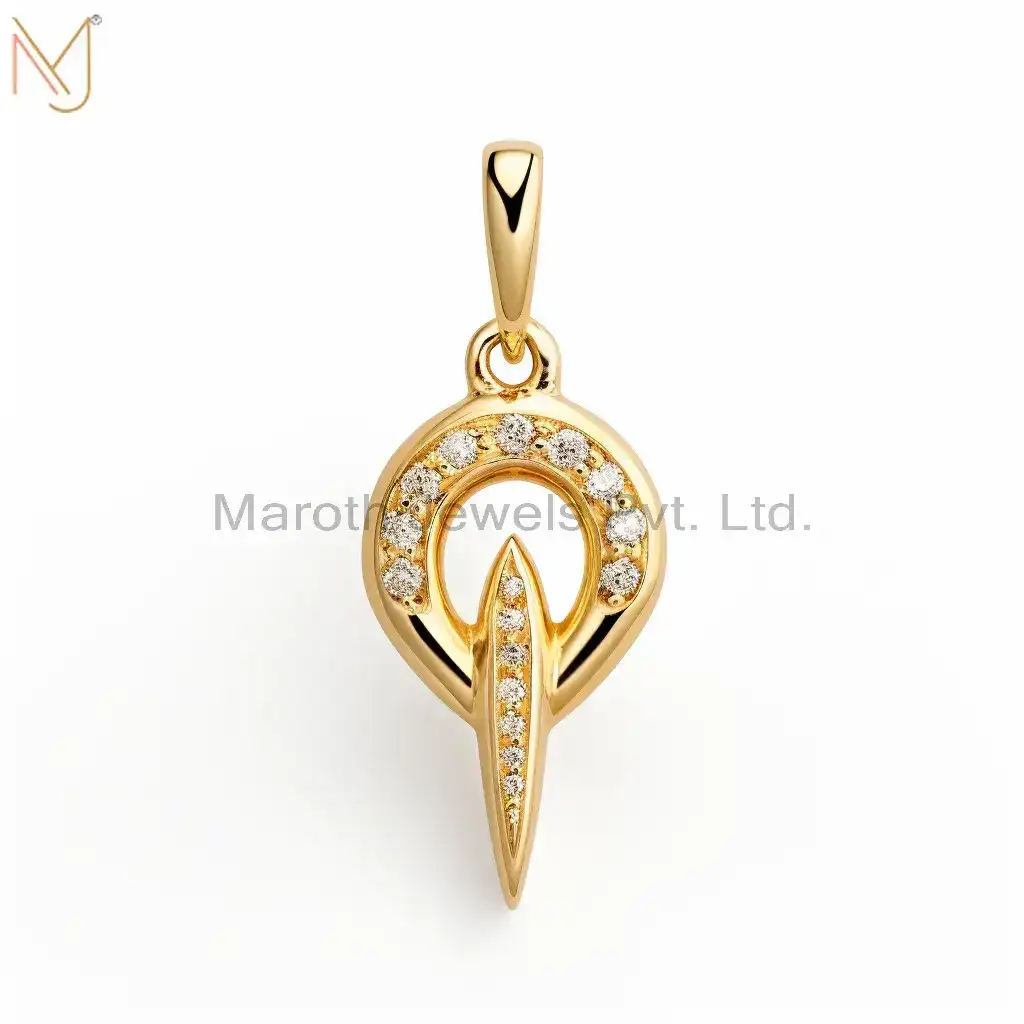 925 Sterling Silver Yellow Gold Plated Moissanite Rams Horn Charm Pendant Jewelry USA