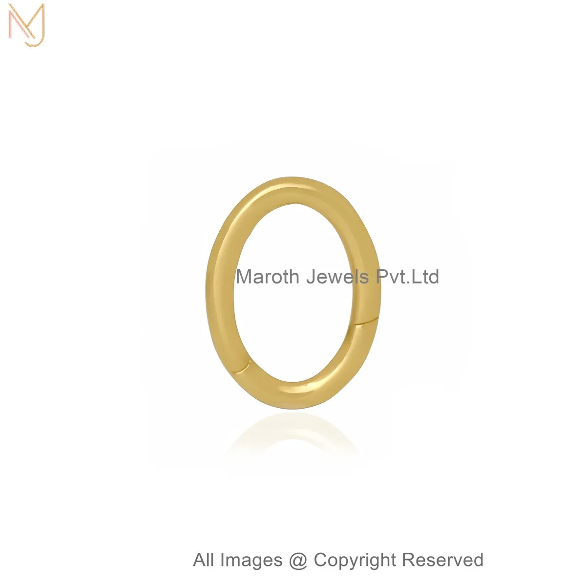 14K Yellow Gold Oval Shaped Charm Holder Jewelry Supplier