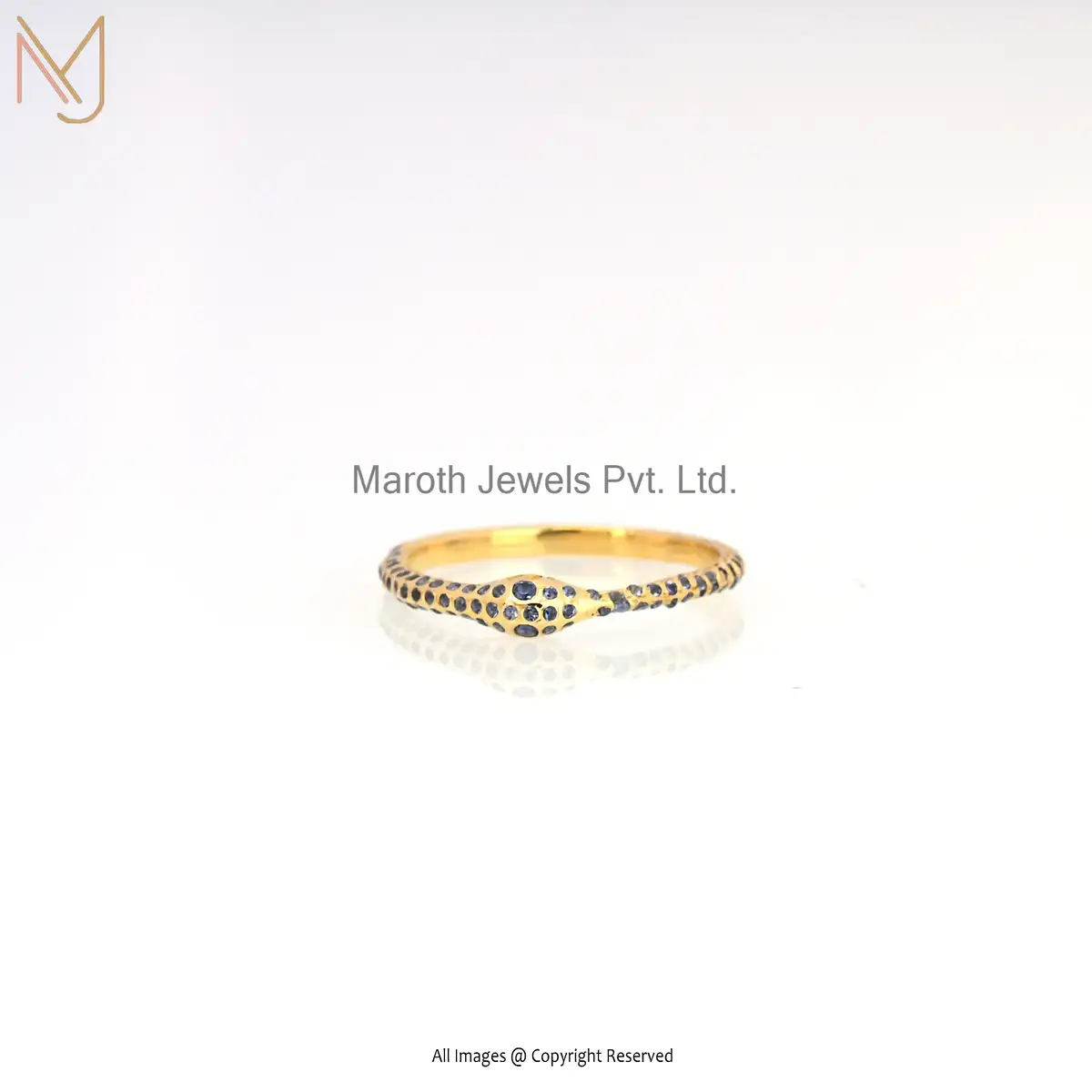 14K Yellow Gold White Cubic Zircon Snake Ring Jewelry Supplier