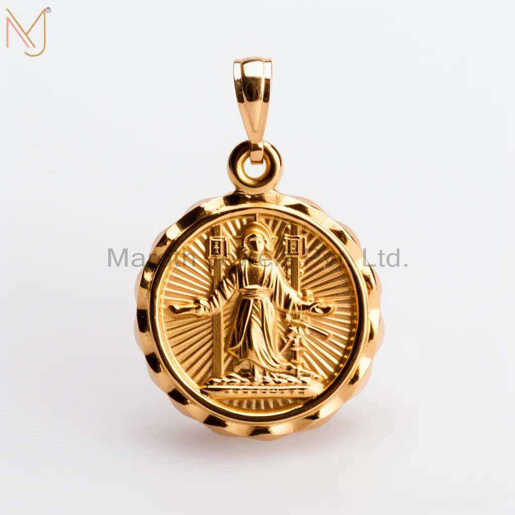 Private Lable 925 Sterling Silver Yellow Gold Plated Christian Spiritual Charm Pendant Jewelry