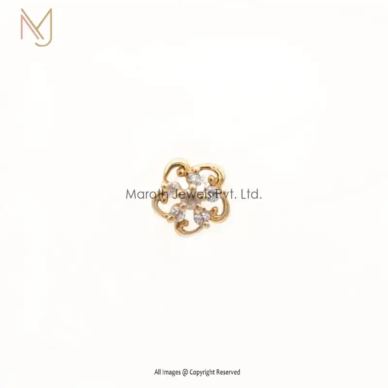 14K Yellow Gold Diamond Flower Piercing Manufacturer