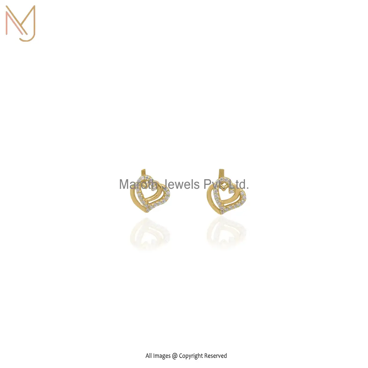 Wholesale 14K Yellow Gold White Cubic Zirconia Earring