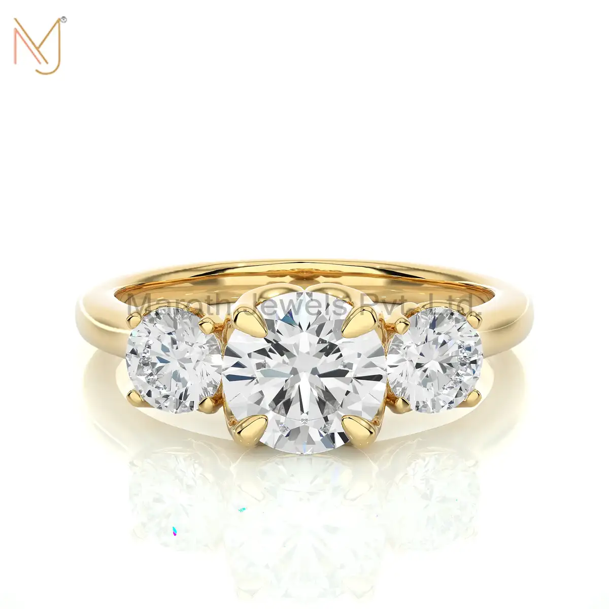 14K Gold Moissanite Diamond Round Ring Custom Jewelry