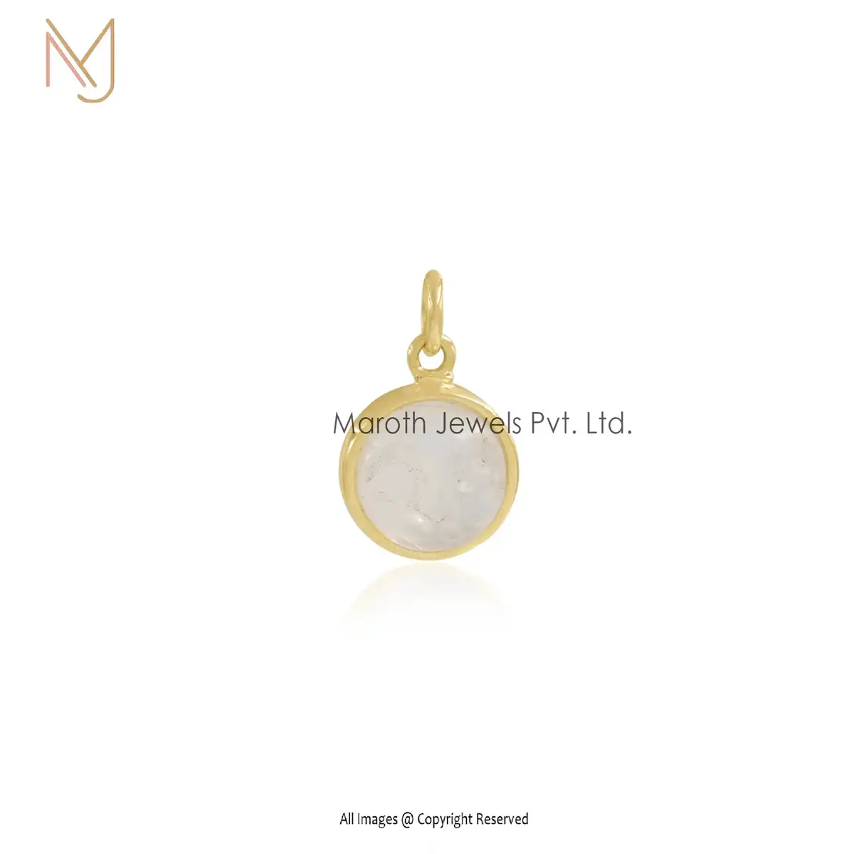 Wholesale 14K Yellow Gold Moonstone Moon Pendant Jewelry
