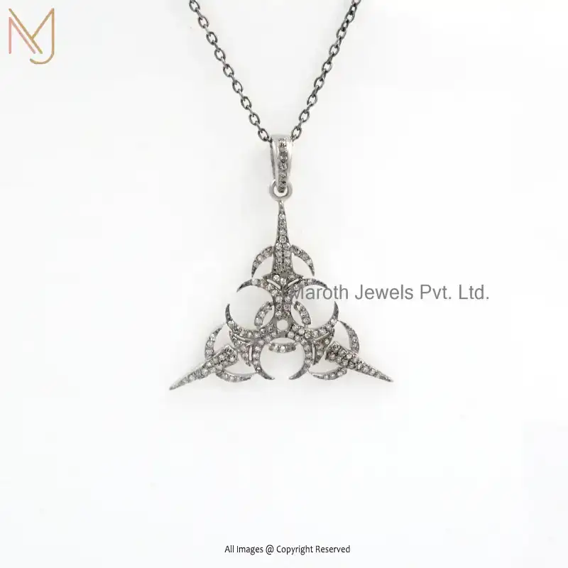 Wholesale 925 Silver Rhodium Plated Pave Diamond Symbol Pendant Jewelry