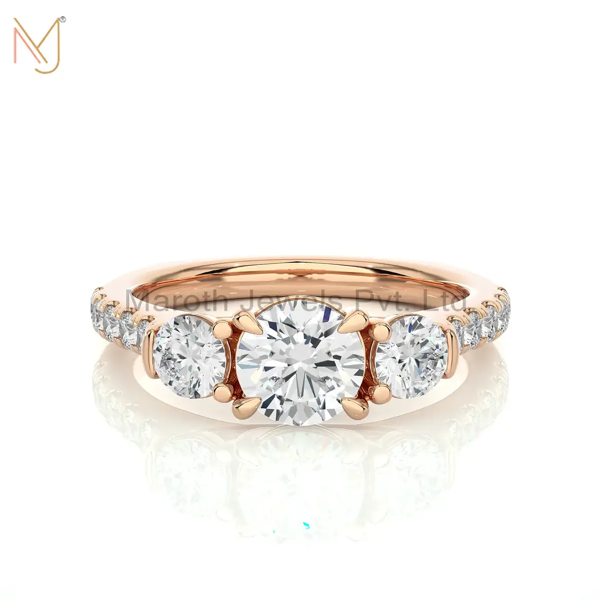 925 Silver Yellow Gold Moissanite Diamond Round Cut Ring Custom Jewelry