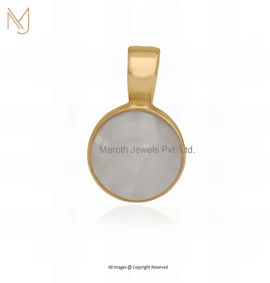 925 Silver Rose Gold Plated Moonstone Gemstone Ball Charm Pendant Jewelry Supplier